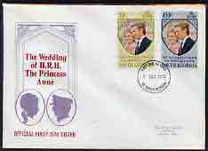 Falkland Islands Dependencies - South Georgia 1973 Royal Wedding set of 2 on illustrated cover with first day cancel, stamps on , stamps on  stamps on royalty    anne & mark