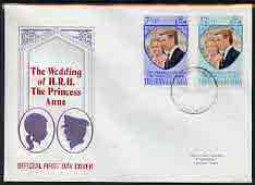 Tristan da Cunha 1973 Royal Wedding perf set of 2 on illustrated cover with first day cancel, stamps on , stamps on  stamps on royalty, stamps on  stamps on anne & mark