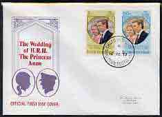 British Virgin Islands 1973 Royal Wedding set of 2 on illustrated cover with first day cancel, stamps on royalty, stamps on anne & mark