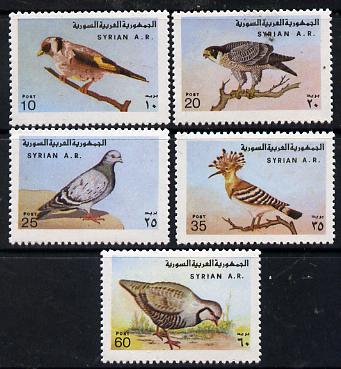 Syria 1978 Birds unmounted mint set of 5, SG 1371-75, stamps on , stamps on  stamps on birds     goldfinch    falcon    dove    hoopoe    partridge