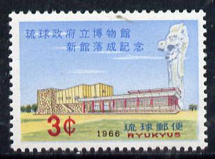 Ryukyu Islands 1966 Completion of Museum unmounted mint, SG 183*, stamps on buildings    museums