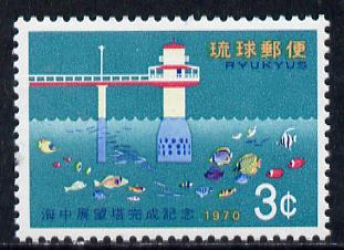 Ryukyu Islands 1970 Underwater Observatory unmounted mint, SG 240*, stamps on , stamps on  stamps on marine-life    fish    scuba-diving