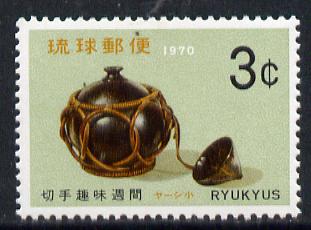 Ryukyu Islands 1970 Philatelic Week (Sake Flask) unmounted mint SG 229*, stamps on stampcestamp-centenarynt       alcohol   drink    pottery