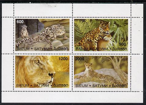 Batum 1997 Big Cats perf sheetlet containing complete set of 4 values unmounted mint, stamps on , stamps on  stamps on animals    cats