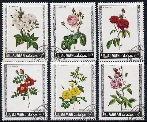 Ajman 1969 Roses set of 6 cto used, Mi 405-410*, stamps on , stamps on  stamps on flowers     roses