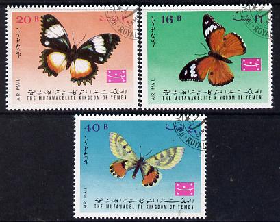 Yemen - Royalist 1968 Butterflies Air Mail set of 3 cto used, Mi 448-50*, stamps on butterflies
