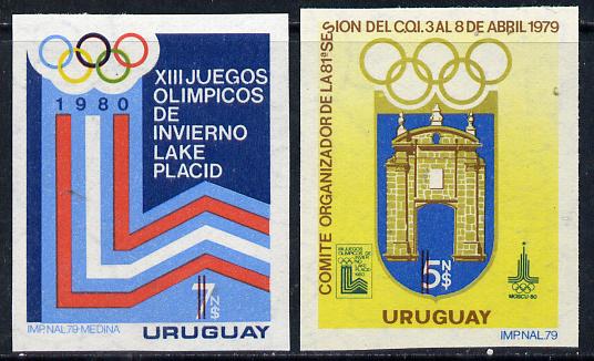 Uruguay 1980 Olympic Games imperf set of 2, Mi 1522-23*, stamps on , stamps on  stamps on sport    olympics