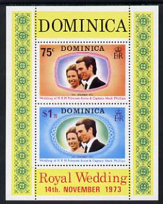 Dominica 1973 Royal Wedding m/sheet  unmounted mint, SG MS 396, stamps on , stamps on  stamps on royalty, stamps on  stamps on anne, stamps on  stamps on mark