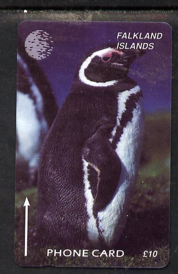 Telephone Card - Falkland Islands �10 'phone card showing the Penguin (Cable & Wireless), stamps on polar    penguins