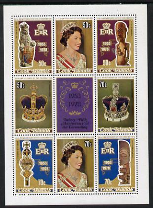 Cook Islands 1978 Coronation 25th Anniversary m/sheet (SG MS 601) unmounted mint, stamps on , stamps on  stamps on royalty      coronation