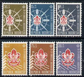 Indonesia 1959 Tenth World Scout Jamboree set of 6 unmounted mint, SG 804-09*, stamps on scouts