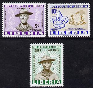 Liberia 1961 Liberian Scout Movement set of 3 unmounted mint, SG 852-54, stamps on scouts