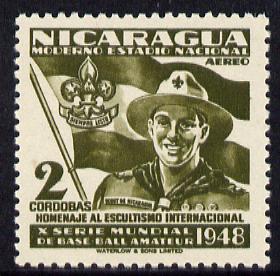 Nicaragua 1949 Scouts 2cor olive from Baseball set unmounted mint, SG 1144*, stamps on , stamps on  stamps on scouts            baseball