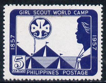 Philippines 1957 Girl Guides World Camp unmounted mint, perf SG 798A*, stamps on scouts    