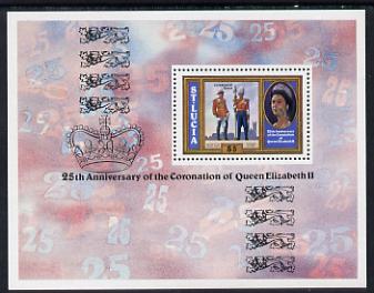 St Lucia 1978 Coronation 25th Anniversary m/sheet unmounted mint (SG MS 472), stamps on , stamps on  stamps on royalty      coronation