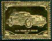 Bernera 1985 Classic Cars - 1947 Alfa Romeo Â£12 value perforated & embossed in 22 carat gold foil unmounted mint, stamps on , stamps on  stamps on cars    alfa romeo