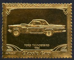 Bernera 1985 Classic Cars - 1954 Ford Thunderbird A312 value perforated & embossed in 22 carat gold foil unmounted mint, stamps on , stamps on  stamps on cars    ford