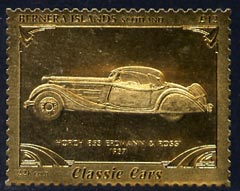 Bernera 1985 Classic Cars - 1937 Horch A312 value perforated & embossed in 22 carat gold foil unmounted mint, stamps on , stamps on  stamps on cars    horch