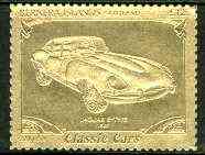 Bernera 1985 Classic Cars - 1961 Jaguar E-Type A312 value perforated & embossed in 22 carat gold foil unmounted mint, stamps on , stamps on  stamps on cars    jaguar