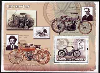 Comoro Islands 2008 Early Motorcycles perf s/sheet unmounted mint Michel BL435, stamps on , stamps on  stamps on transport, stamps on  stamps on motorbikes