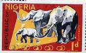 Nigeria 1965-66 Elephants 1d from Animal Def set unmounted mint, SG 173*, stamps on animals    elephant