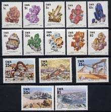South West Africa 1989 Minerals definitive set of 15 values complete unmounted mint, SG 519-33, stamps on minerals, stamps on mining