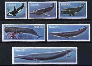 South West Africa 1980 Whales set of 6 unmounted mint, SG 338-43, stamps on , stamps on  stamps on animals, stamps on  stamps on marine-life, stamps on  stamps on whales