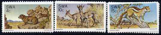 South West Africa 1976 Fauna Conservation set of 3 unmounted mint, SG 290-92, stamps on , stamps on  stamps on animals