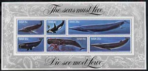 South West Africa 1980 Whales m/sheet unmounted mint, SG MS 344, stamps on , stamps on  stamps on animals, stamps on  stamps on marine-life, stamps on  stamps on whales