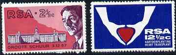 South Africa 1969 Worlds First Heart Transplant set of 2 unmounted mint, SG 280-81, stamps on medical, stamps on heart