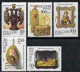 Russia 1993 Traditional Art set of 5 unmounted mint, SG6428-32, Mi 328-32*, stamps on arts