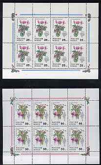 Russia 1993 Pot Plants 25r (Cyclamen) & 50r (Fuchsia) each in special sheetlet of 8 unmounted mint, see note after Mi 300, stamps on , stamps on  stamps on flowers, stamps on  stamps on fuchsia