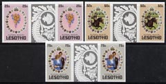 Lesotho 1981 Royal Wedding set of 3 in imperf gutter pairs (as SG 451-3), stamps on royalty, stamps on diana, stamps on charles, stamps on 