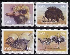 South West Africa 1985 Ostriches set of 4 unmounted mint, SG 439-42*, stamps on , stamps on  stamps on ostriches, stamps on  stamps on birds