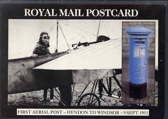 Postcard - Great Britain 1986 First Aerial Post Hendon to Windsor picture postcard (SEPR 49) used with special 75th Anniversary Windsor cancel, stamps on , stamps on  stamps on aviation, stamps on  stamps on postbox