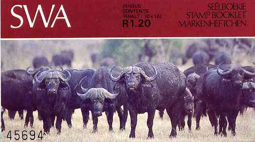 South West Africa 1986 R1.20 booklet (Buffaloes) SG SB2, stamps on animals, stamps on buffalo, stamps on bovine