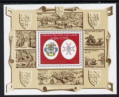 Seychelles 1986 Knights of Malta m/sheet unmounted mint SG MS 649, stamps on heraldry, stamps on arms