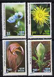 India 1982 Himilayan Flowers set of 4 unmounted mint, SG 1043-46*, stamps on , stamps on  stamps on flowers