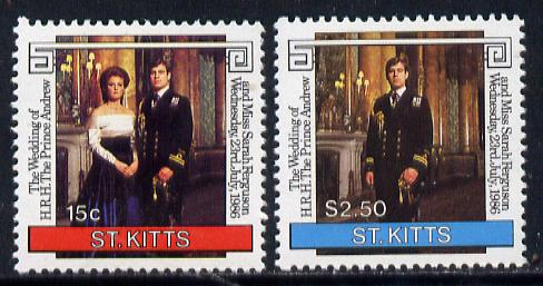 St Kitts 1986 Royal Wedding set of 2 (SG 189-90) unmounted mint, stamps on royalty       andrew & fergie
