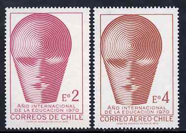 Chile 1970 International Education Year set of 2, SG 648-49 unmounted mint*, stamps on , stamps on  stamps on education