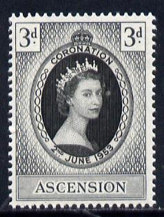 Ascension 1953 Coronation 3d unmounted mint, SG 56, stamps on , stamps on  stamps on royalty      coronation