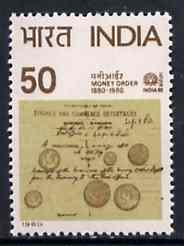 India 1979 'India 80' International Stamp Exhibition 50p (Money Order) unmounted mint SG 956*, stamps on , stamps on  stamps on finance