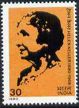 India 1980 Birth Centenary of Helen Keller (Campaigner for the Handicapped) unmounted mint SG 973*, stamps on , stamps on  stamps on personalities, stamps on  stamps on women, stamps on  stamps on blind, stamps on  stamps on deaf, stamps on  stamps on disabled