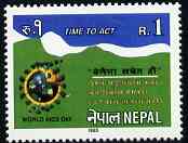 Nepal 1993 International AIDS Day unmounted mint, SG 554*, stamps on aids     medical     diseases