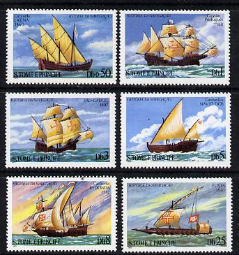St Thomas & Prince Islands 1979 History of Navigation unmounted mint set of 6, Mi  598-603, stamps on , stamps on  stamps on ships