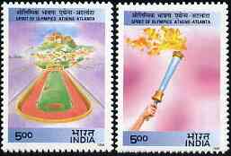 India 1996 Atlanta Olympic Games set of 2 unmounted mint, SG 1671-72, stamps on olympics    sport    