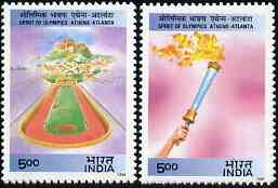 India 1996 Atlanta Olympic Games set of 2 unmounted mint, SG 1671-72, stamps on olympics    sport