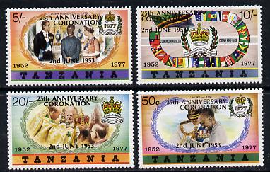 Tanzania 1978 Coronation 25th Anniversary set of 4 (large opt) SG 233-6A unmounted mint, stamps on , stamps on  stamps on royalty      coronation