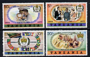 Tanzania 1978 Coronation 25th Anniversary set of 4 (small opt) SG 233-6B unmounted mint, stamps on , stamps on  stamps on royalty      coronation