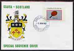 Staffa 1982 Sports Accessories 45p (Table Tennis) perf single on illustrated cover with first day cancellation, stamps on sport    table tennis